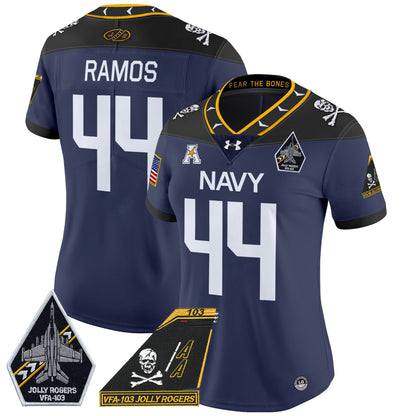 Women's Navy Midshipmen 2024 Jolly Rogers Patch Vapor Limited Jersey - All Stitched