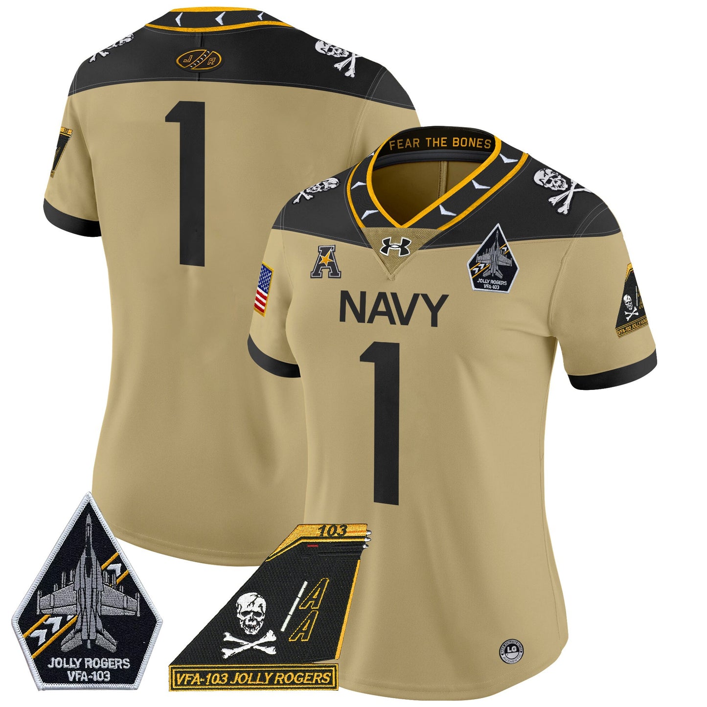 Women's Navy Midshipmen 2024 Jolly Rogers Patch Vapor Limited Jersey - All Stitched