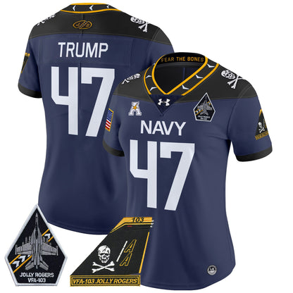 Women's Navy Midshipmen 2024 Jolly Rogers Patch Vapor Limited Jersey - All Stitched