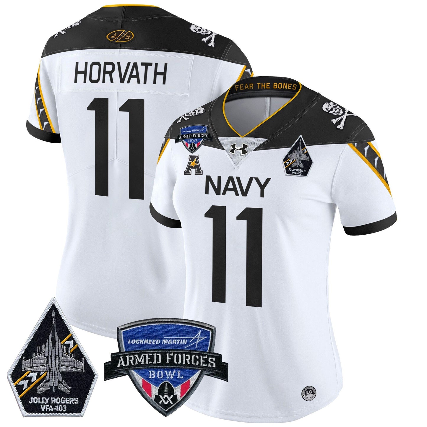 Women's Navy Midshipmen 2025 Armed Forces Bowl Patch Vapor Limited Jersey - All Stitched