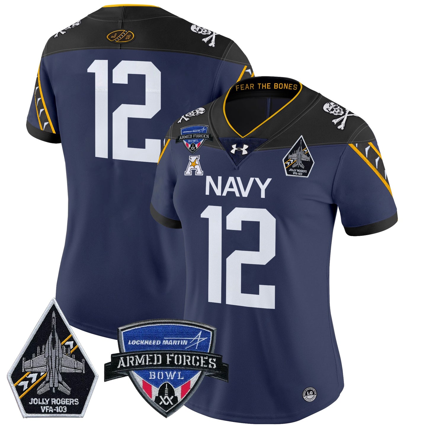 Women's Navy Midshipmen 2025 Armed Forces Bowl Patch Vapor Limited Jersey - All Stitched