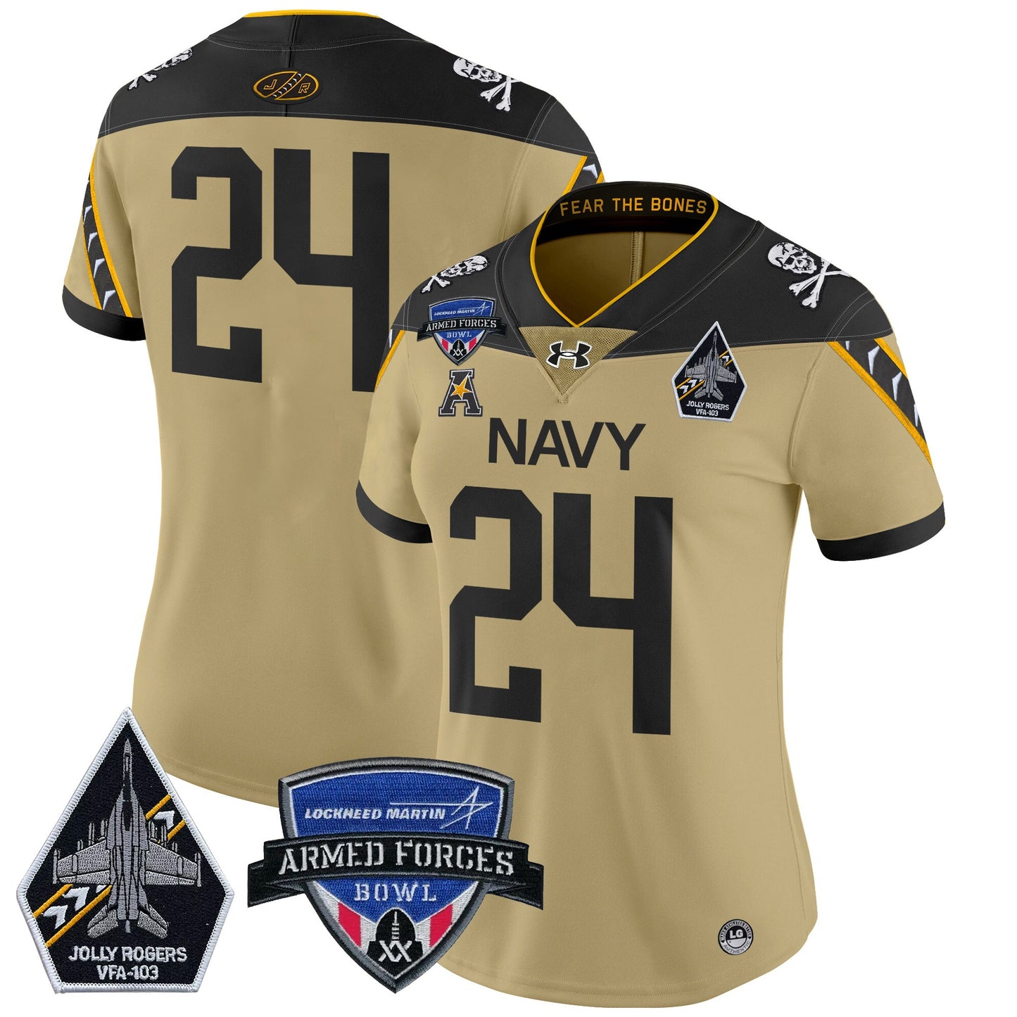 Women's Navy Midshipmen 2025 Armed Forces Bowl Patch Vapor Limited Jersey - All Stitched