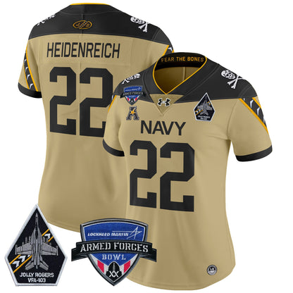 Women's Navy Midshipmen 2025 Armed Forces Bowl Patch Vapor Limited Jersey - All Stitched