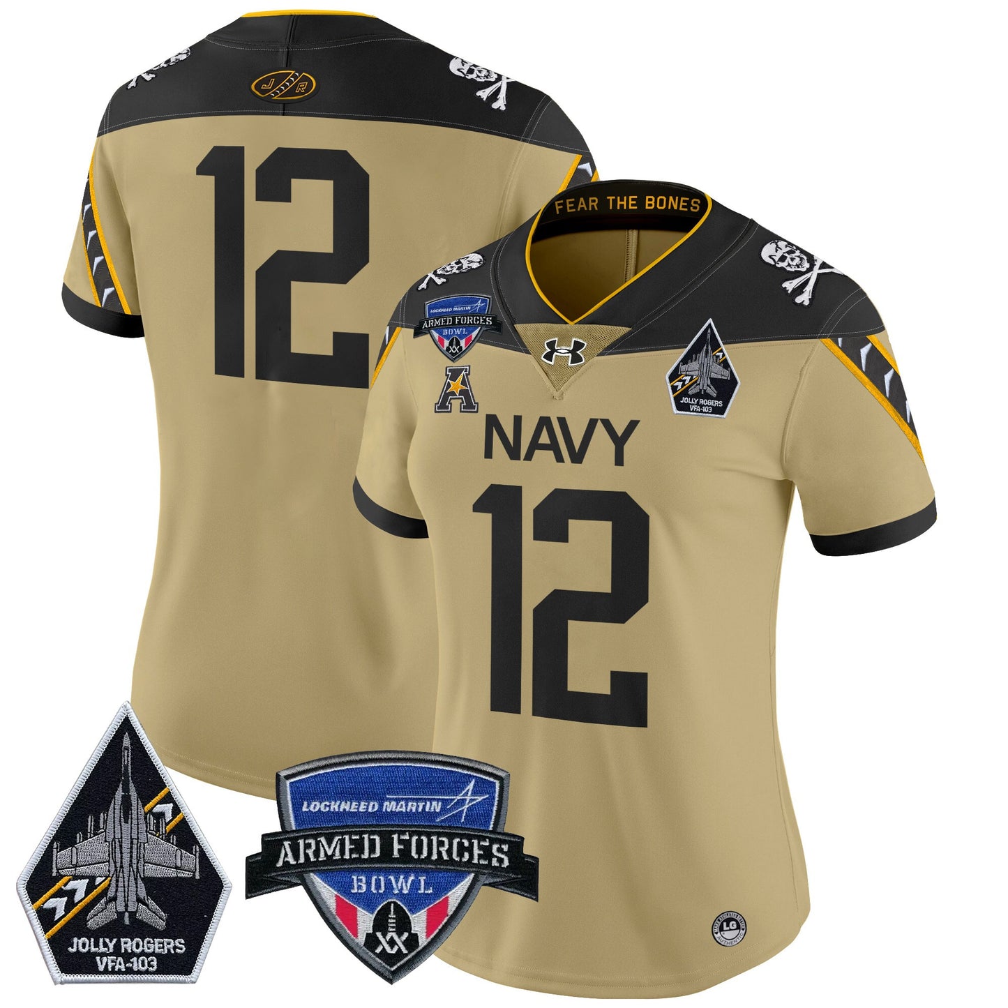 Women's Navy Midshipmen 2025 Armed Forces Bowl Patch Vapor Limited Jersey - All Stitched