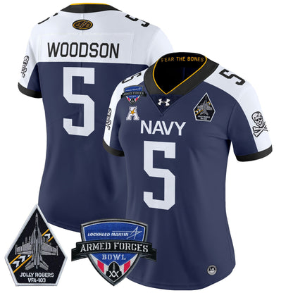 Women's Navy Midshipmen 2025 Armed Forces Bowl Patch Vapor Limited Jersey - All Stitched