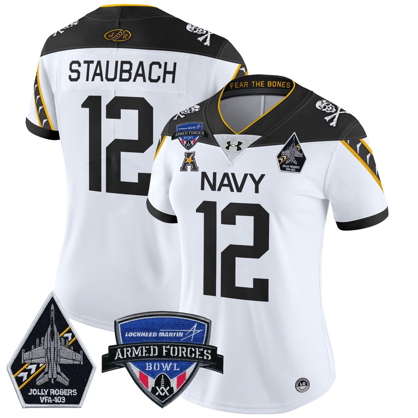 Women's Navy Midshipmen 2025 Armed Forces Bowl Patch Vapor Limited Jersey - All Stitched