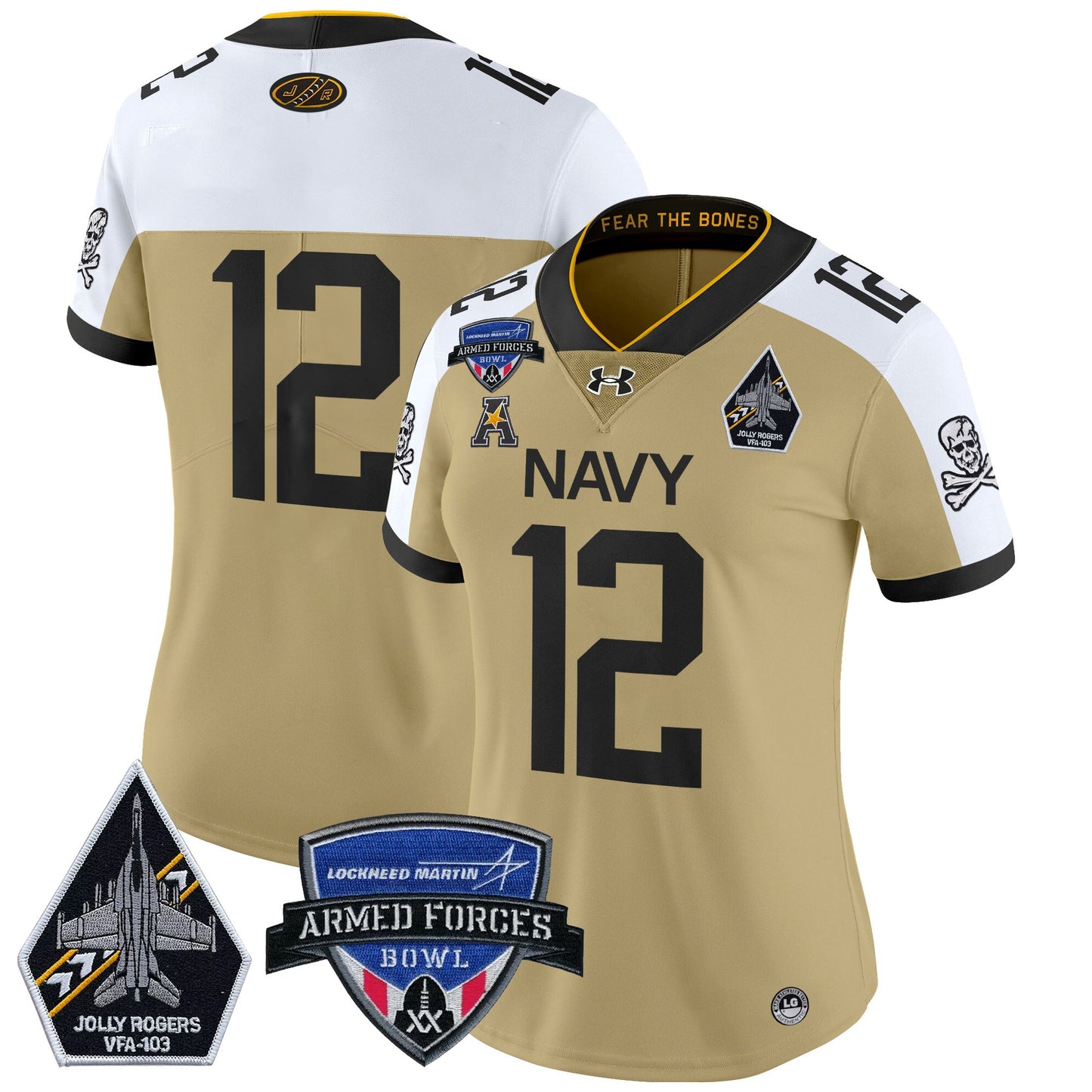 Women's Navy Midshipmen 2025 Armed Forces Bowl Patch Vapor Limited Jersey - All Stitched