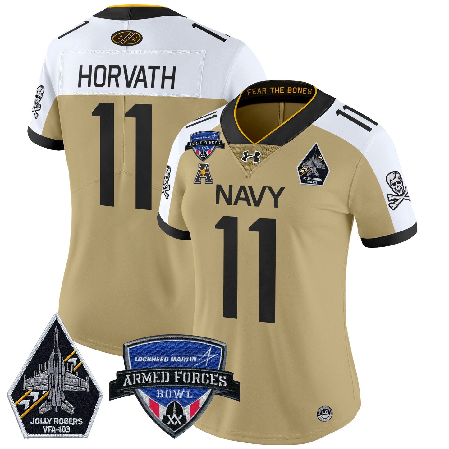 Women's Navy Midshipmen 2025 Armed Forces Bowl Patch Vapor Limited Jersey - All Stitched