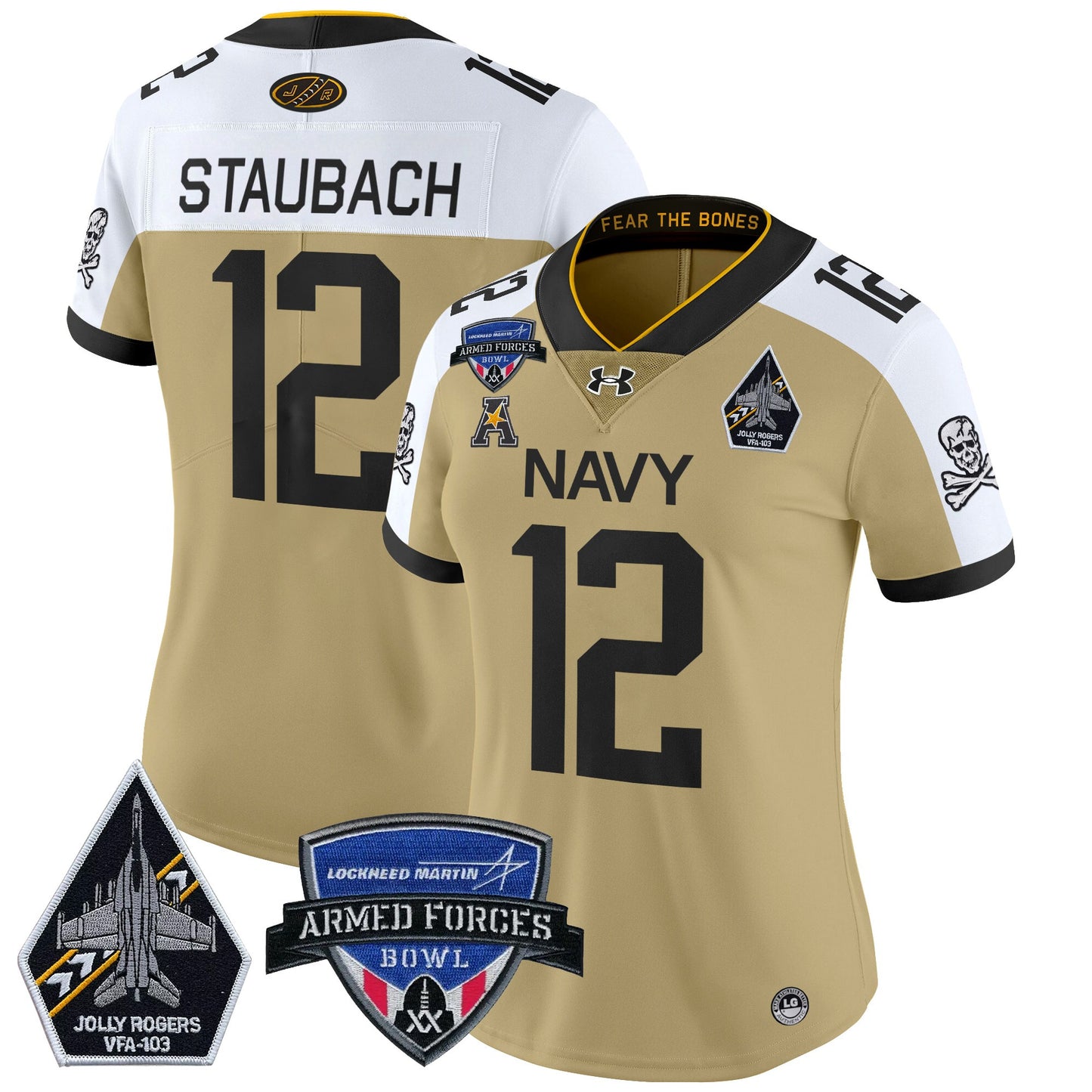 Women's Navy Midshipmen 2025 Armed Forces Bowl Patch Vapor Limited Jersey - All Stitched