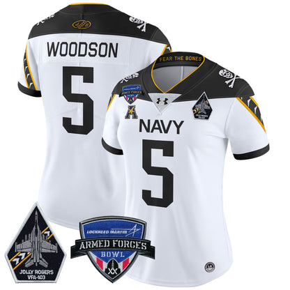 Women's Navy Midshipmen 2025 Armed Forces Bowl Patch Vapor Limited Jersey - All Stitched