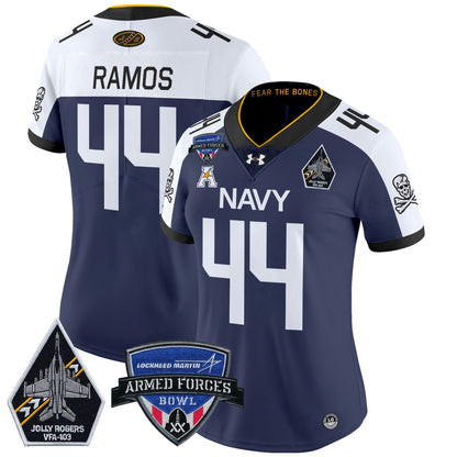 Women's Navy Midshipmen 2025 Armed Forces Bowl Patch Vapor Limited Jersey - All Stitched