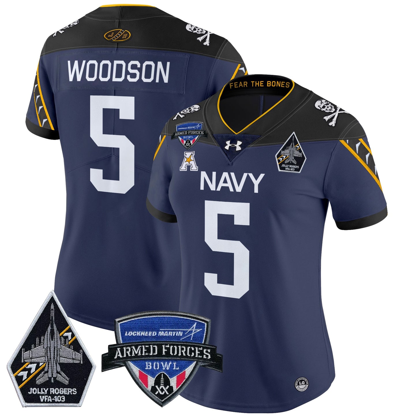 Women's Navy Midshipmen 2025 Armed Forces Bowl Patch Vapor Limited Jersey - All Stitched