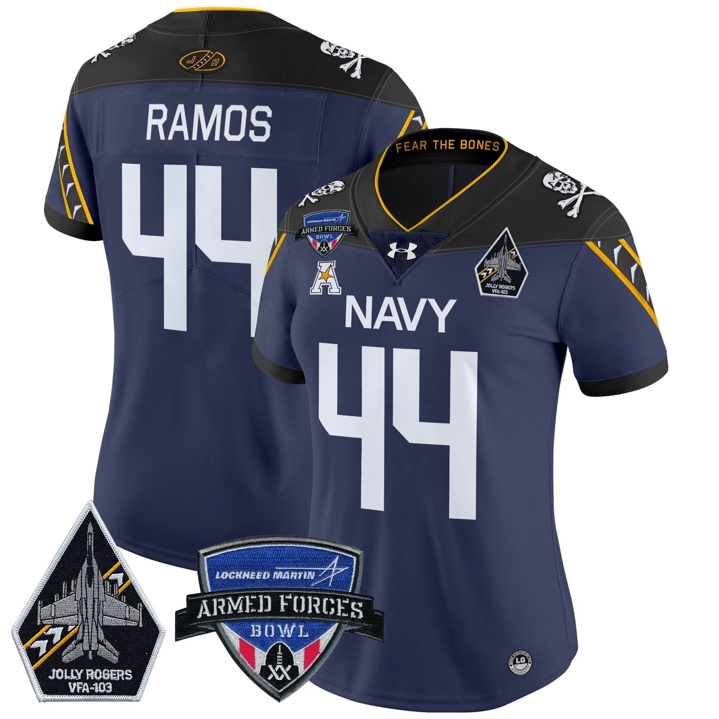 Women's Navy Midshipmen 2025 Armed Forces Bowl Patch Vapor Limited Jersey - All Stitched