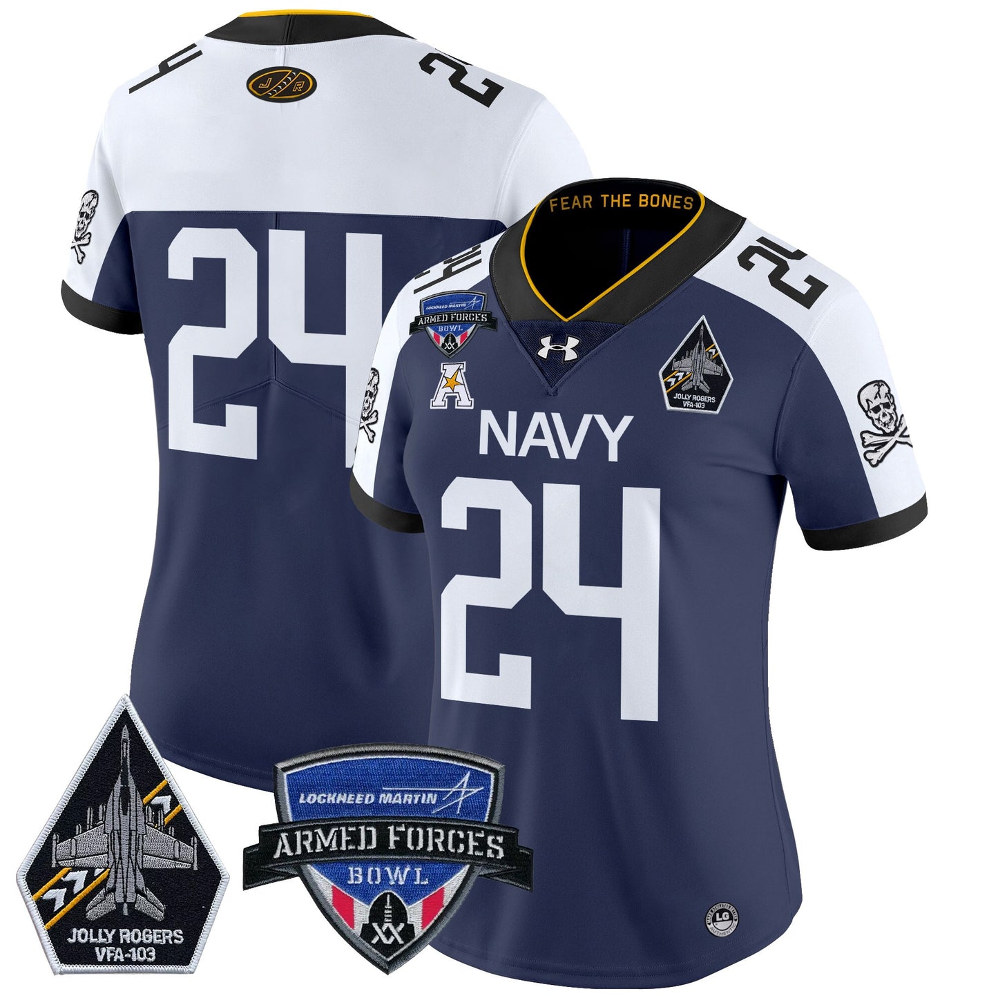 Women's Navy Midshipmen 2025 Armed Forces Bowl Patch Vapor Limited Jersey - All Stitched