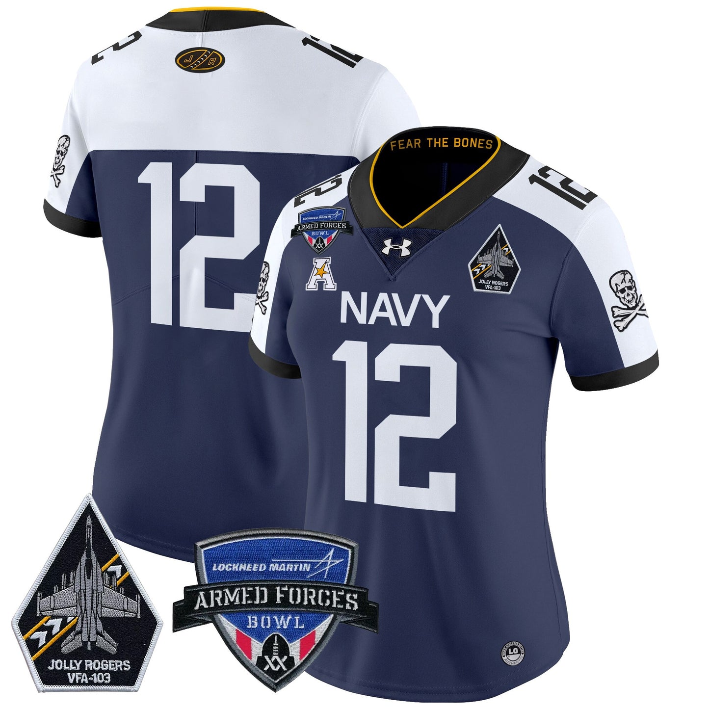 Women's Navy Midshipmen 2025 Armed Forces Bowl Patch Vapor Limited Jersey - All Stitched