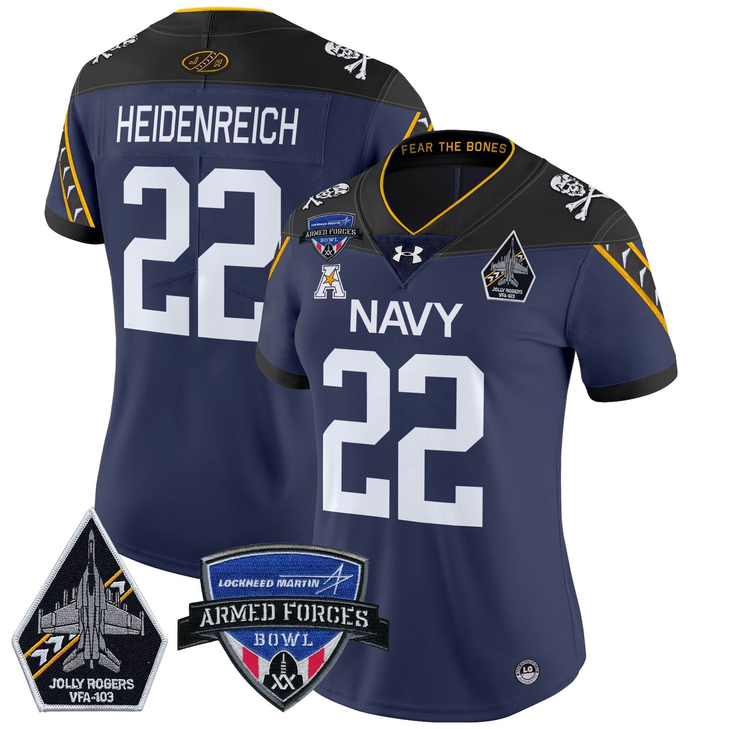 Women's Navy Midshipmen 2025 Armed Forces Bowl Patch Vapor Limited Jersey - All Stitched