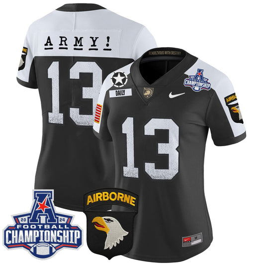 Women's Army Black Knights 2024 AAC Championship Patch Vapor Limited Jersey - All Stitched