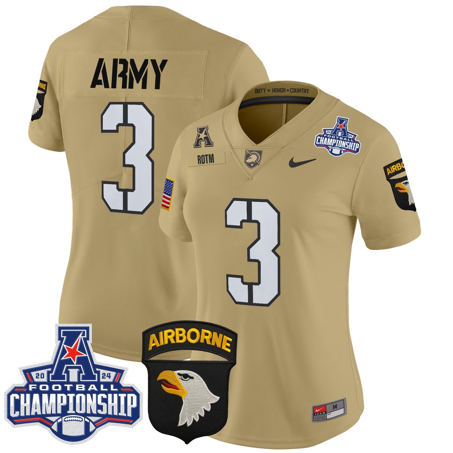 Women's Army Black Knights 2024 AAC Championship Patch Vapor Limited Jersey V2 - All Stitched