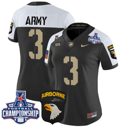 Women's Army Black Knights 2024 AAC Championship Patch Vapor Limited Jersey V2 - All Stitched