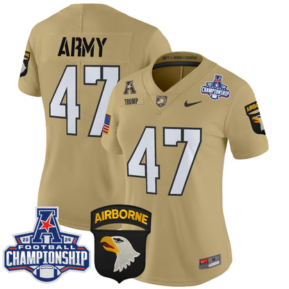 Women's Army Black Knights 2024 AAC Championship Patch Vapor Limited Jersey V2 - All Stitched