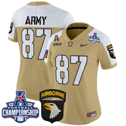 Women's Army Black Knights 2024 AAC Championship Patch Vapor Limited Jersey V2 - All Stitched