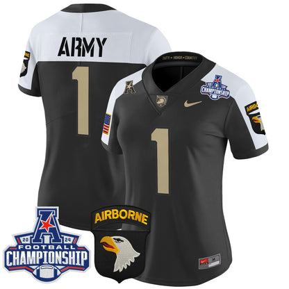 Women's Army Black Knights 2024 AAC Championship Patch Vapor Limited Jersey V2 - All Stitched