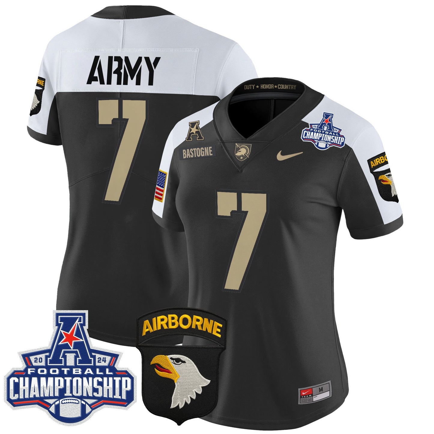 Women's Army Black Knights 2024 AAC Championship Patch Vapor Limited Jersey V2 - All Stitched