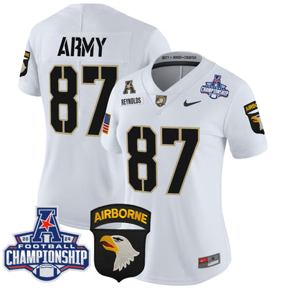 Women's Army Black Knights 2024 AAC Championship Patch Vapor Limited Jersey V2 - All Stitched