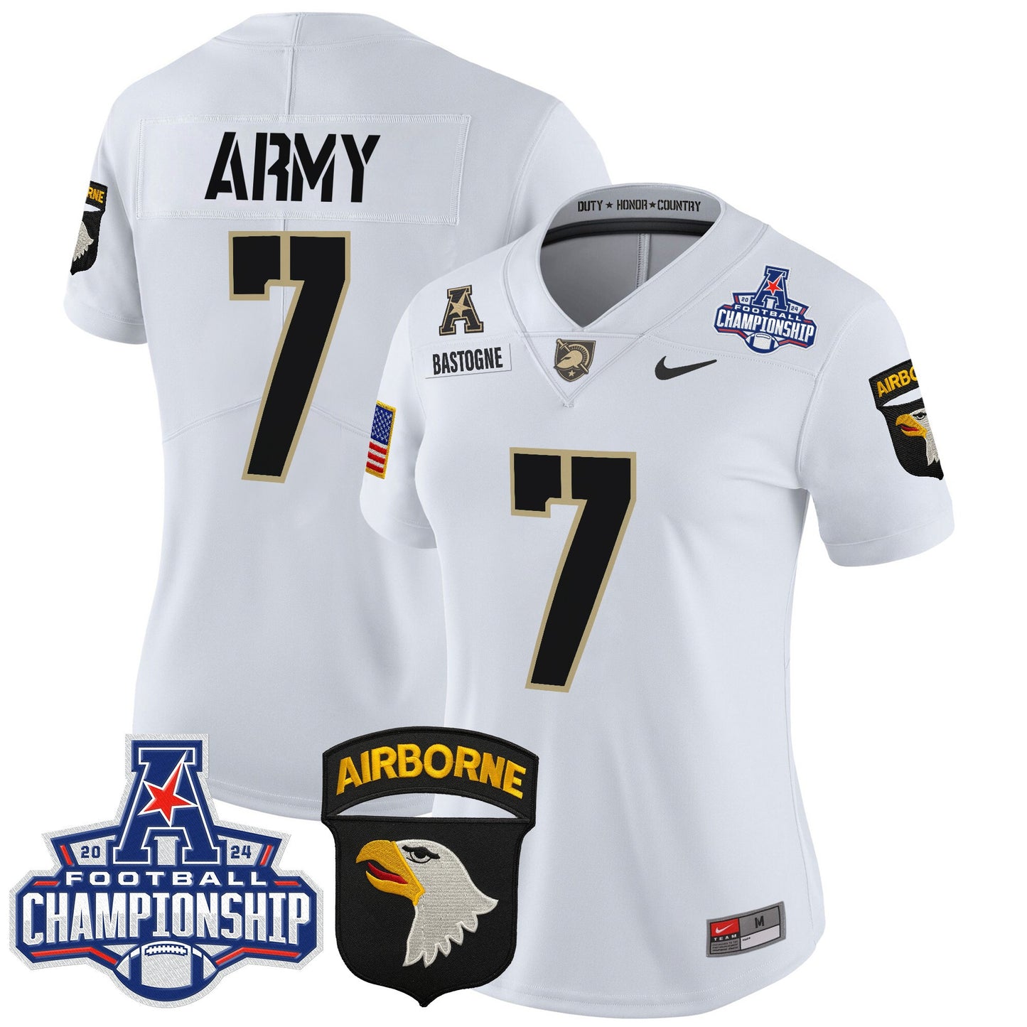 Women's Army Black Knights 2024 AAC Championship Patch Vapor Limited Jersey V2 - All Stitched