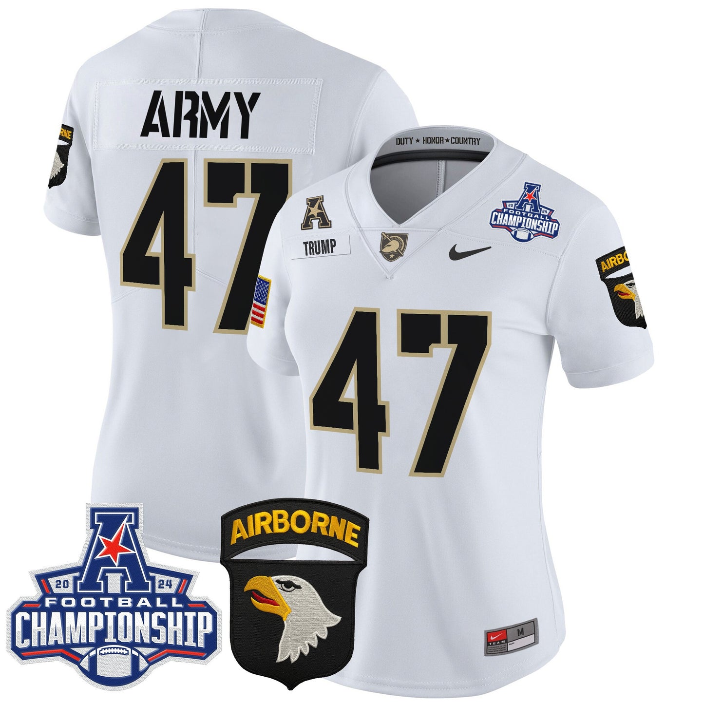 Women's Army Black Knights 2024 AAC Championship Patch Vapor Limited Jersey V2 - All Stitched