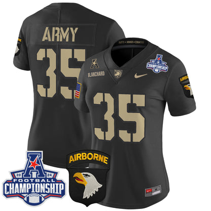 Women's Army Black Knights 2024 AAC Championship Patch Vapor Limited Jersey V2 - All Stitched