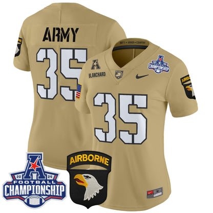 Women's Army Black Knights 2024 AAC Championship Patch Vapor Limited Jersey V2 - All Stitched