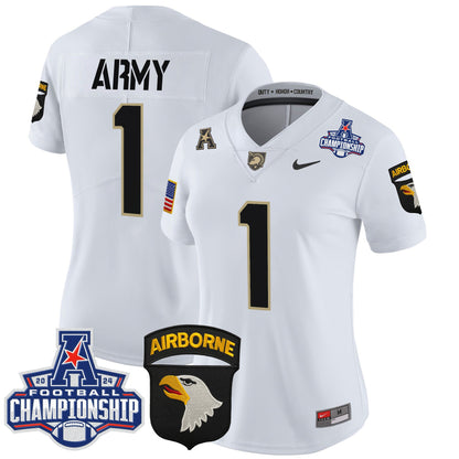 Women's Army Black Knights 2024 AAC Championship Patch Vapor Limited Jersey V2 - All Stitched