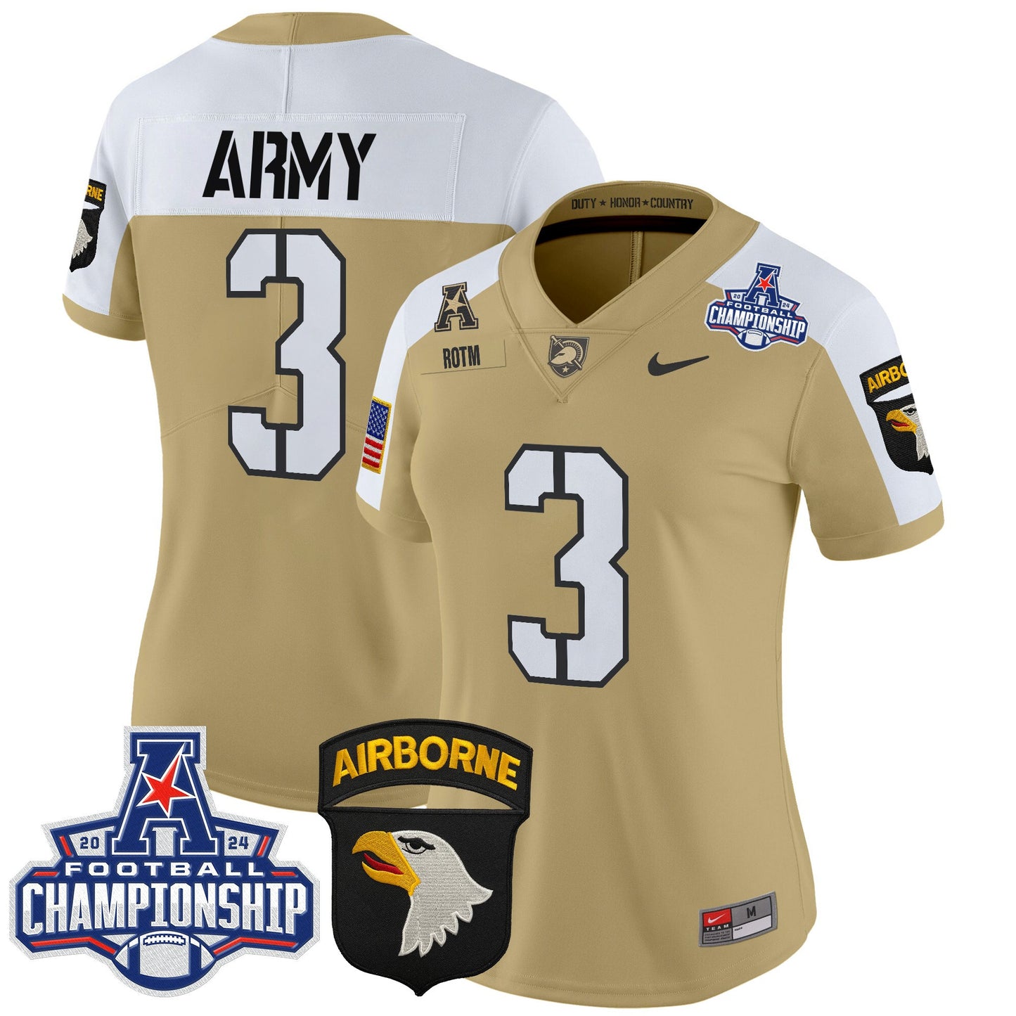 Women's Army Black Knights 2024 AAC Championship Patch Vapor Limited Jersey V2 - All Stitched