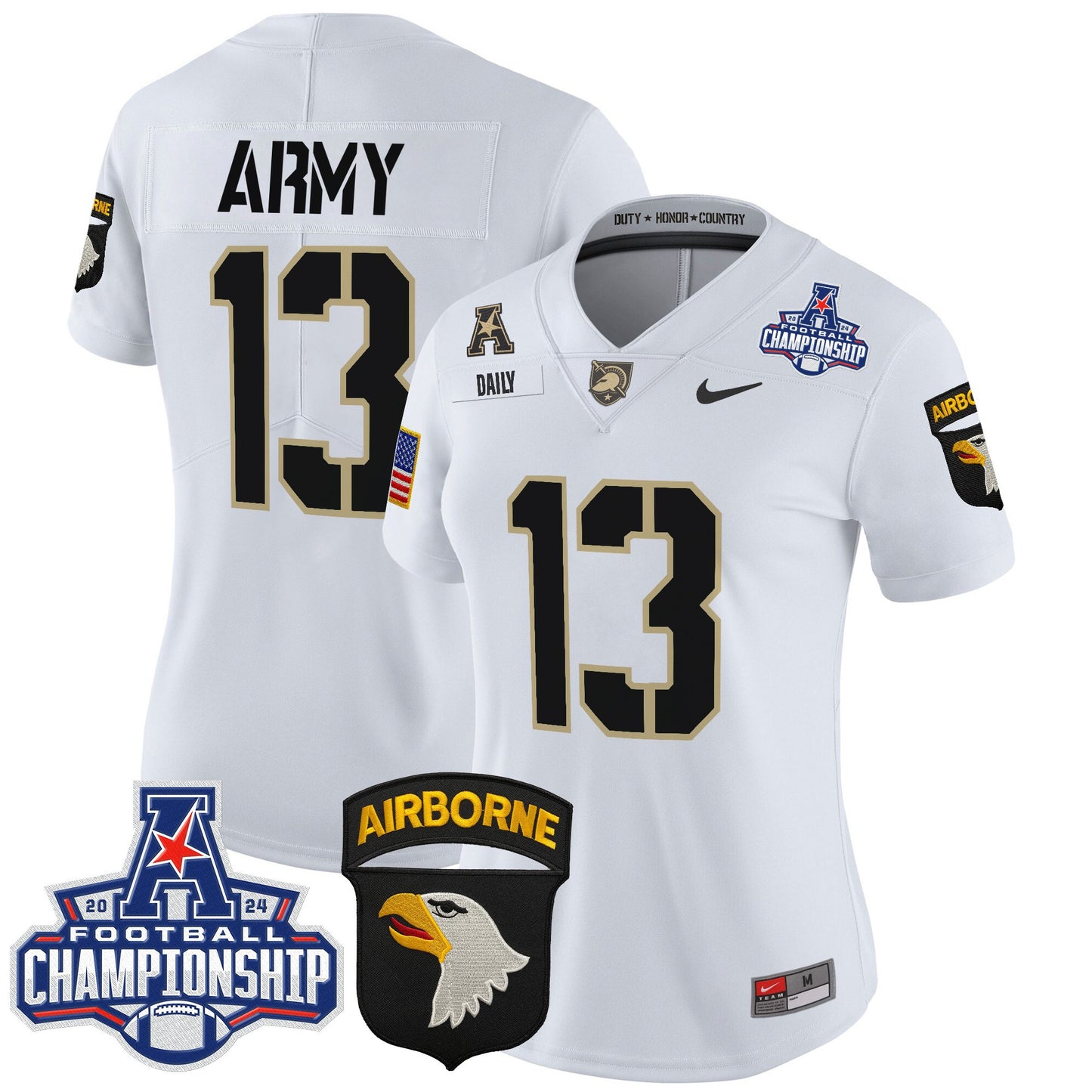 Women's Army Black Knights 2024 AAC Championship Patch Vapor Limited Jersey V2 - All Stitched