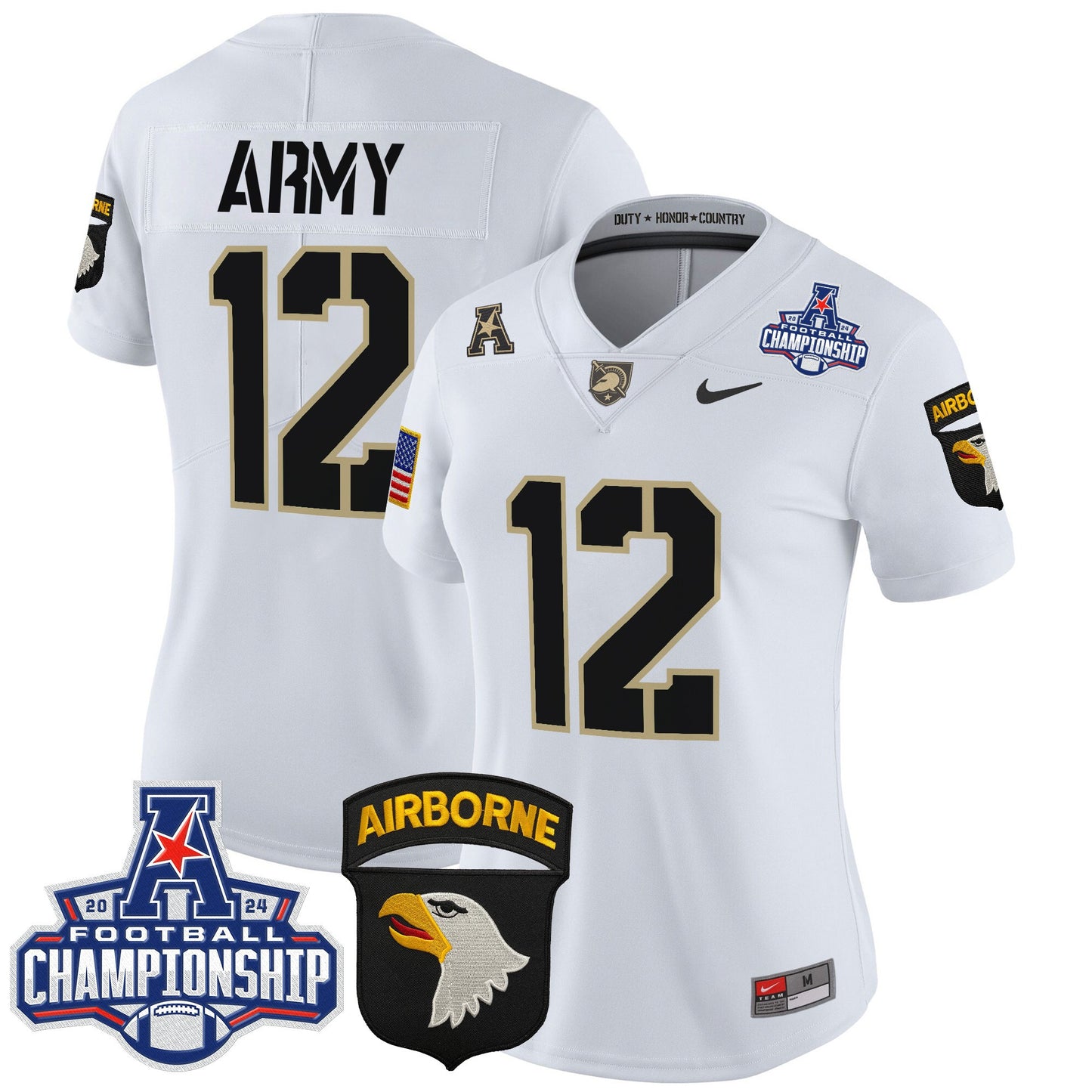 Women's Army Black Knights 2024 AAC Championship Patch Vapor Limited Jersey V2 - All Stitched