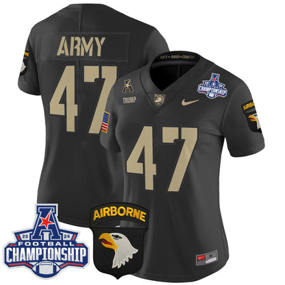 Women's Army Black Knights 2024 AAC Championship Patch Vapor Limited Jersey V2 - All Stitched