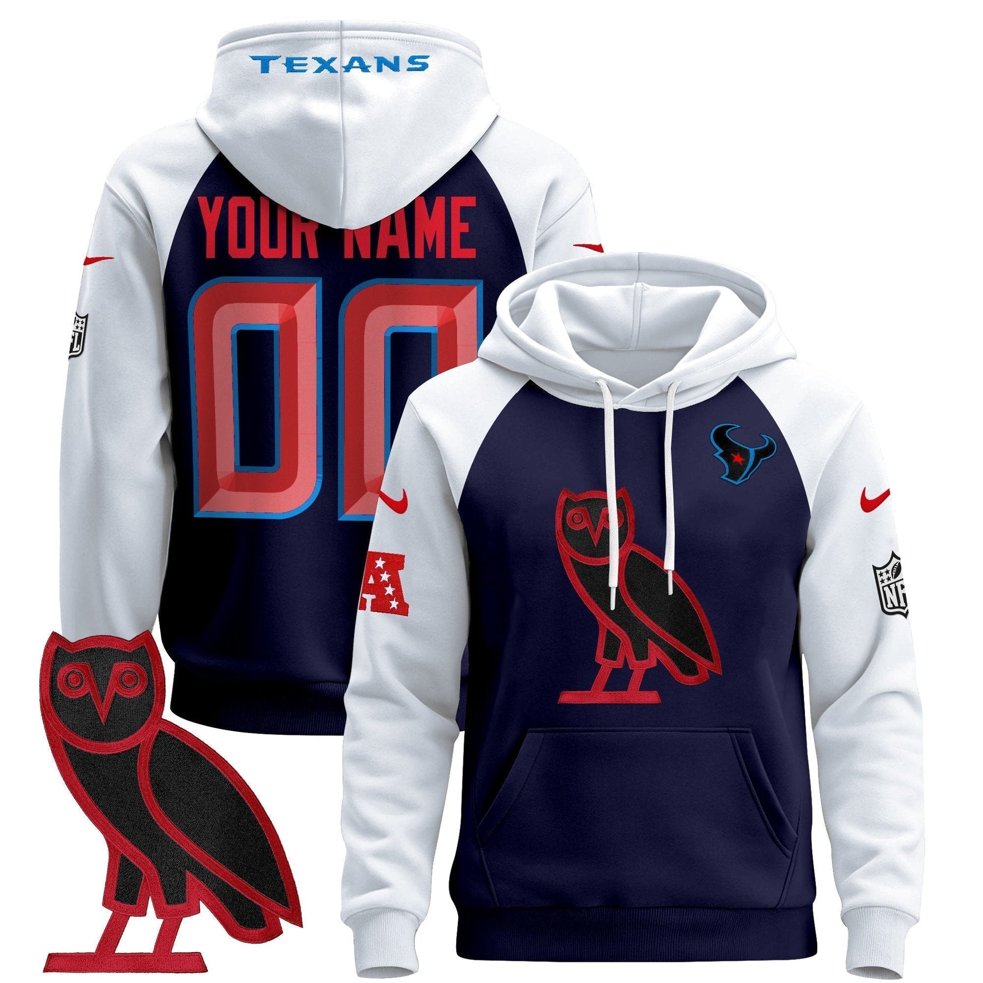 Houston Texans OVO 2024 Custom Pullover Hoodie