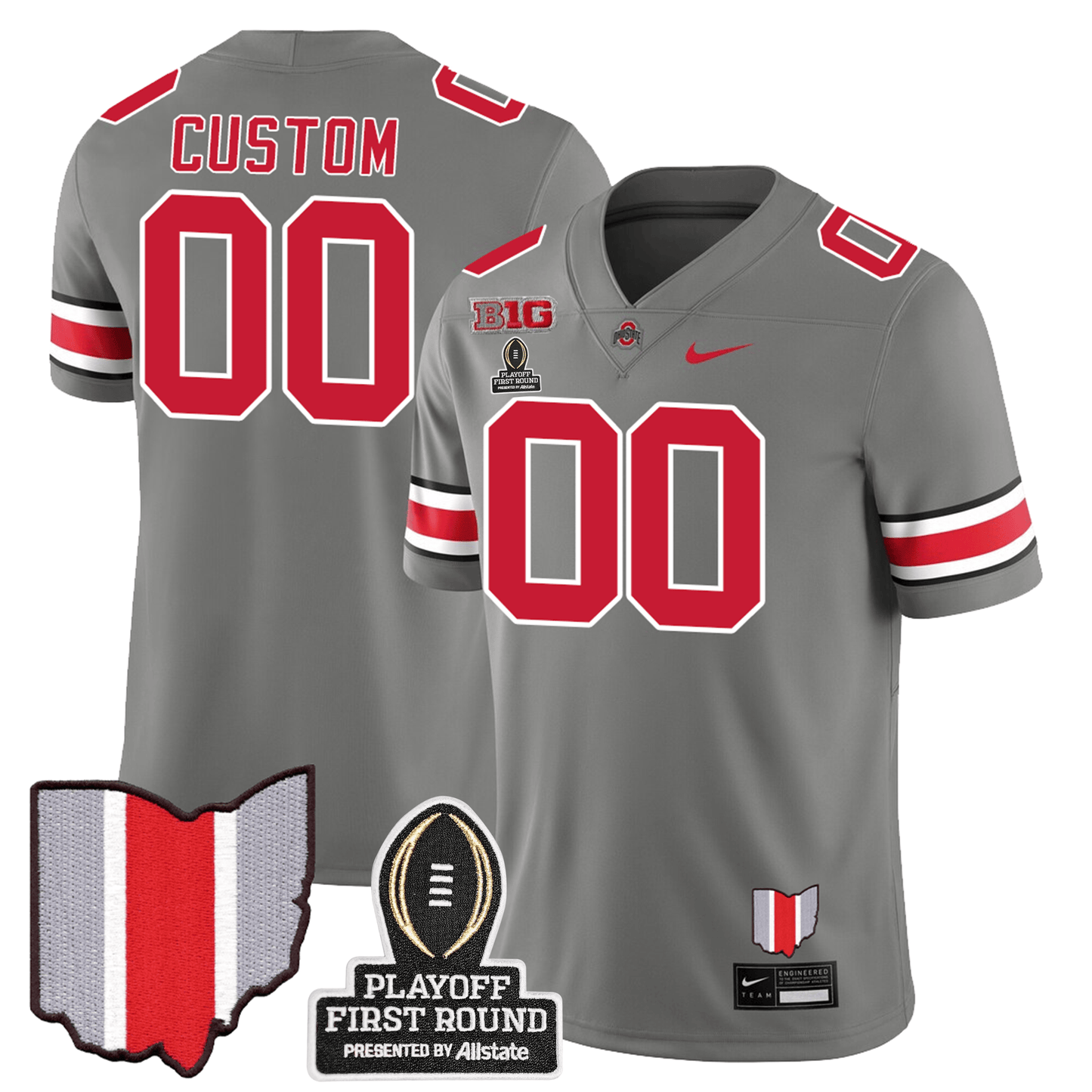 Custom Ohio State Buckeyes Jersey - CFP First Round Patch