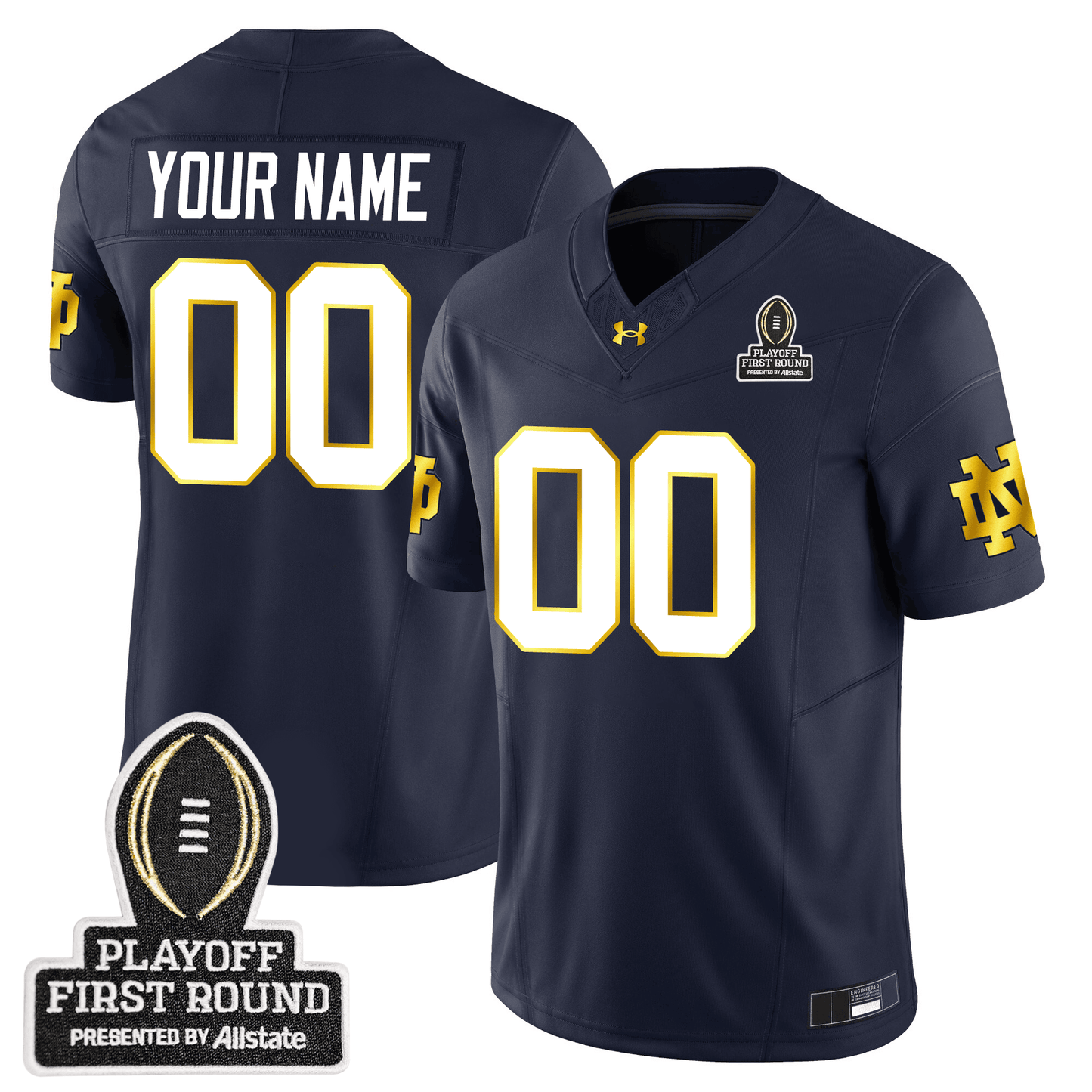 Custom Notre Dame Fighting Irish 24/25 Jersey - CFP First Round Patch