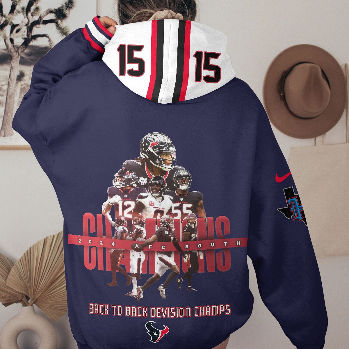 Custom Texans 2024 AFC South Champions Hoodie