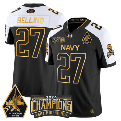 Navy Midshipmen 2024 Commander-In-Chief's Trophy Champions Patch Gold Vapor Limited Jersey - All Stitched