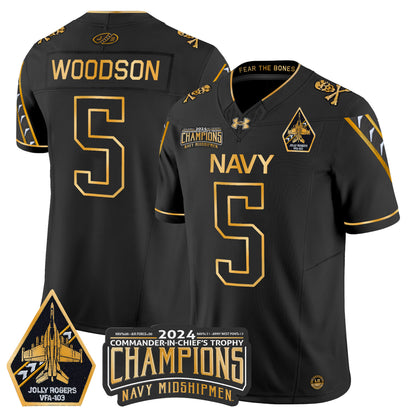 Navy Midshipmen 2024 Commander-In-Chief's Trophy Champions Patch Gold Vapor Limited Jersey - All Stitched