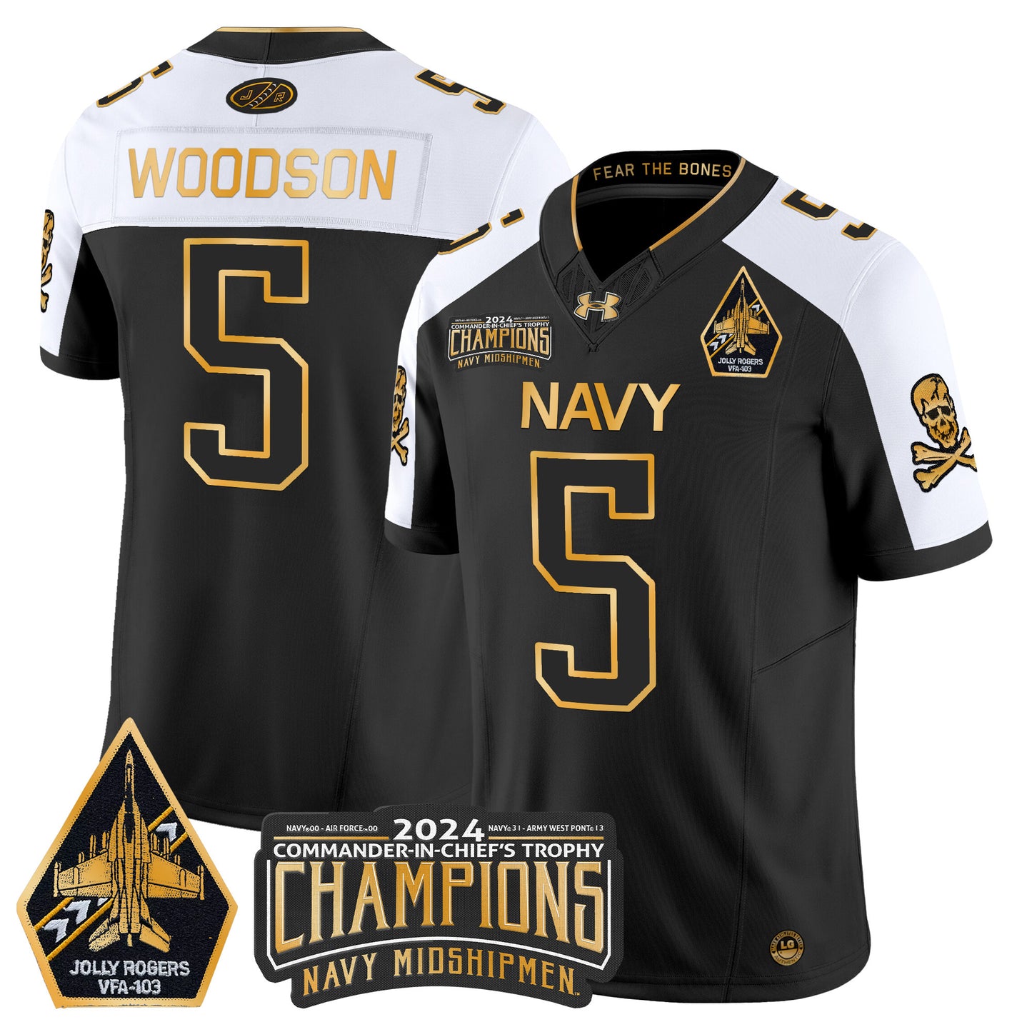 Navy Midshipmen 2024 Commander-In-Chief's Trophy Champions Patch Gold Vapor Limited Jersey - All Stitched