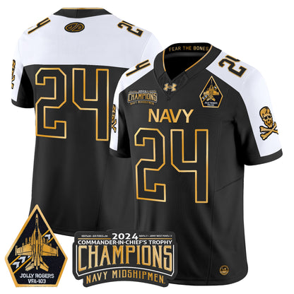 Navy Midshipmen 2024 Commander-In-Chief's Trophy Champions Patch Gold Vapor Limited Jersey - All Stitched