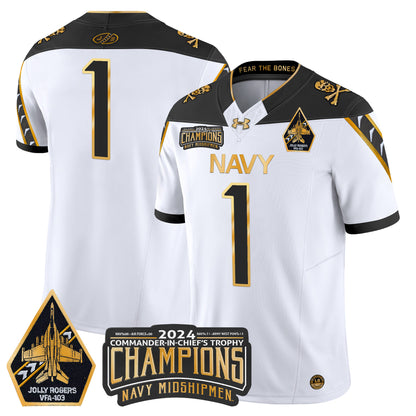 Navy Midshipmen 2024 Commander-In-Chief's Trophy Champions Patch Gold Vapor Limited Jersey - All Stitched