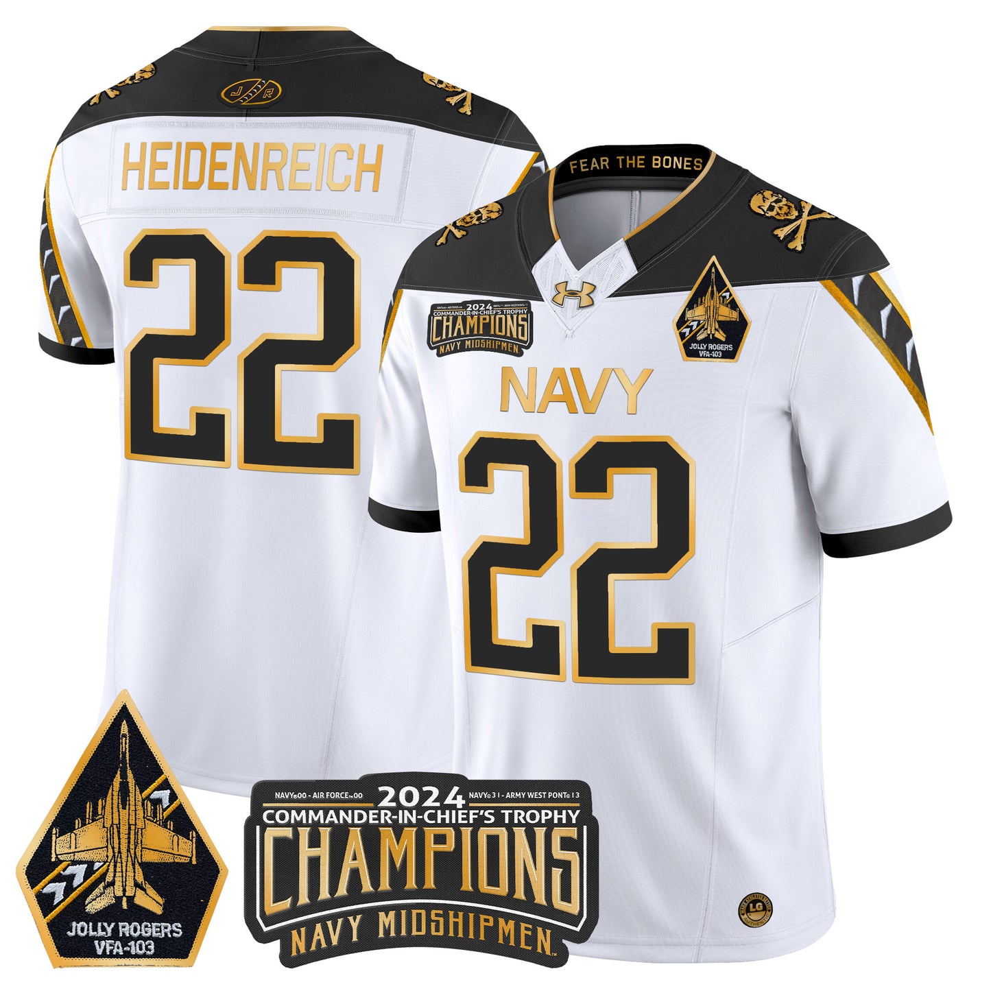 Navy Midshipmen 2024 Commander-In-Chief's Trophy Champions Patch Gold Vapor Limited Jersey - All Stitched