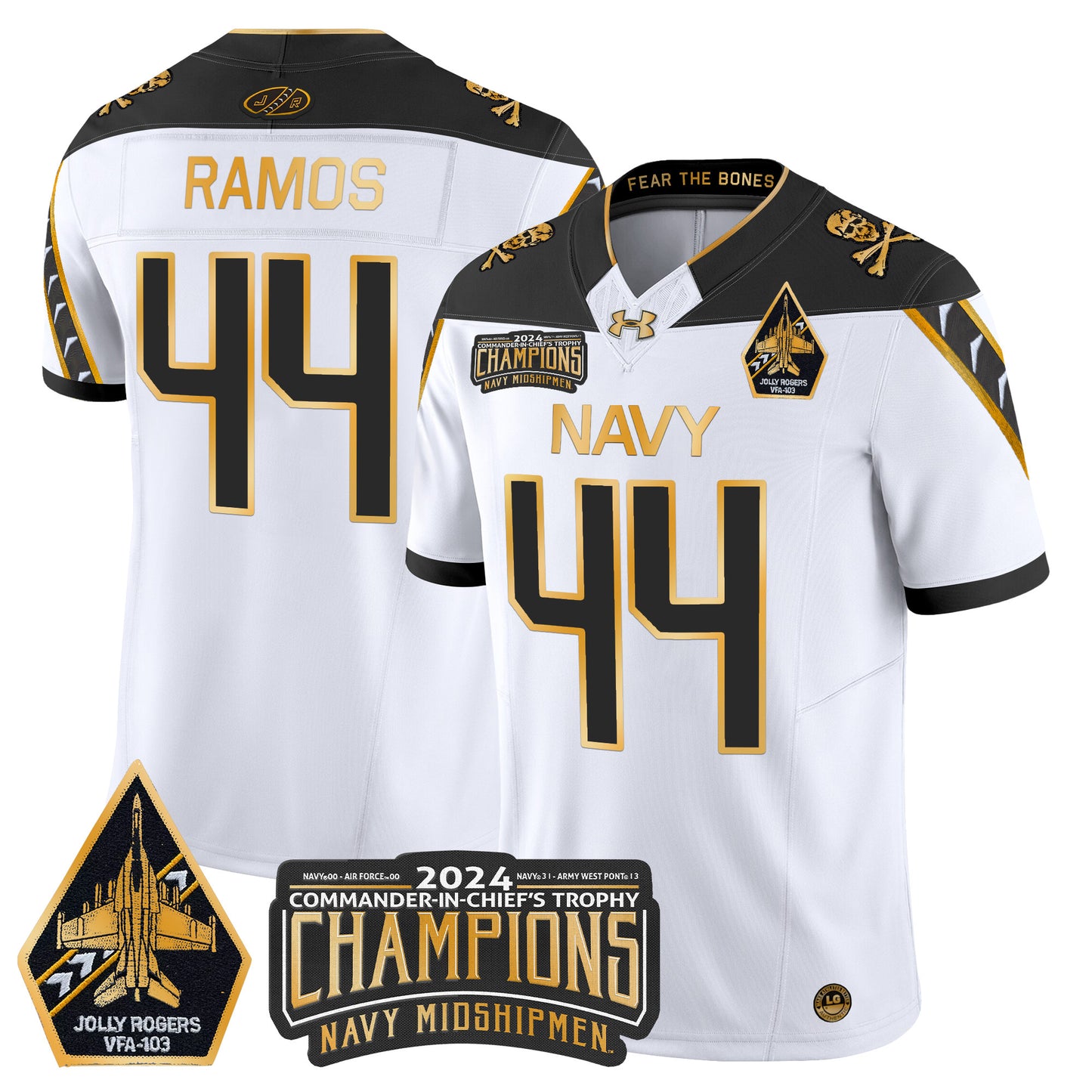 Navy Midshipmen 2024 Commander-In-Chief's Trophy Champions Patch Gold Vapor Limited Jersey - All Stitched