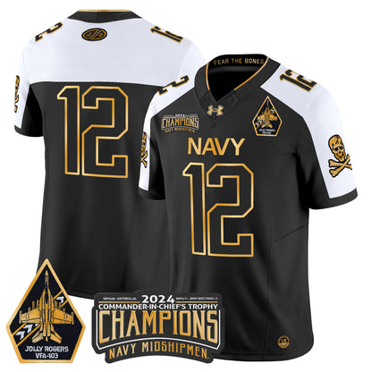 Navy Midshipmen 2024 Commander-In-Chief's Trophy Champions Patch Gold Vapor Limited Jersey - All Stitched