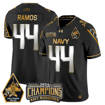 Navy Midshipmen 2024 Commander-In-Chief's Trophy Champions Patch Gold Vapor Limited Jersey - All Stitched